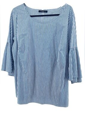 💚 Como Black Striped Bell Sleeve Top, Size 3XL